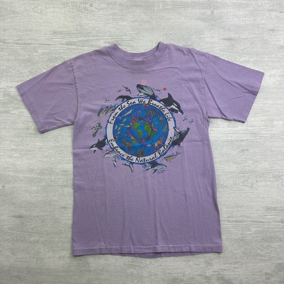 Other - Vintage 90s Feel The Rhythm Of The Earth Shirt Size Medium Purple Nature Earth